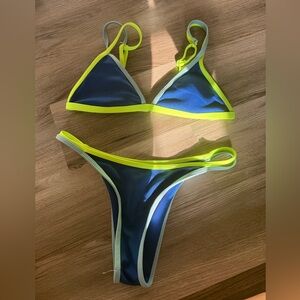 Neon Blue and Green Bikini Set